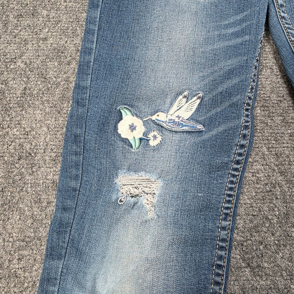 Levi's 711 Skinny‎ Jeans Girls Size 12 Reg Blue Distressed Floral Hummingbird - Picture 7 of 12
